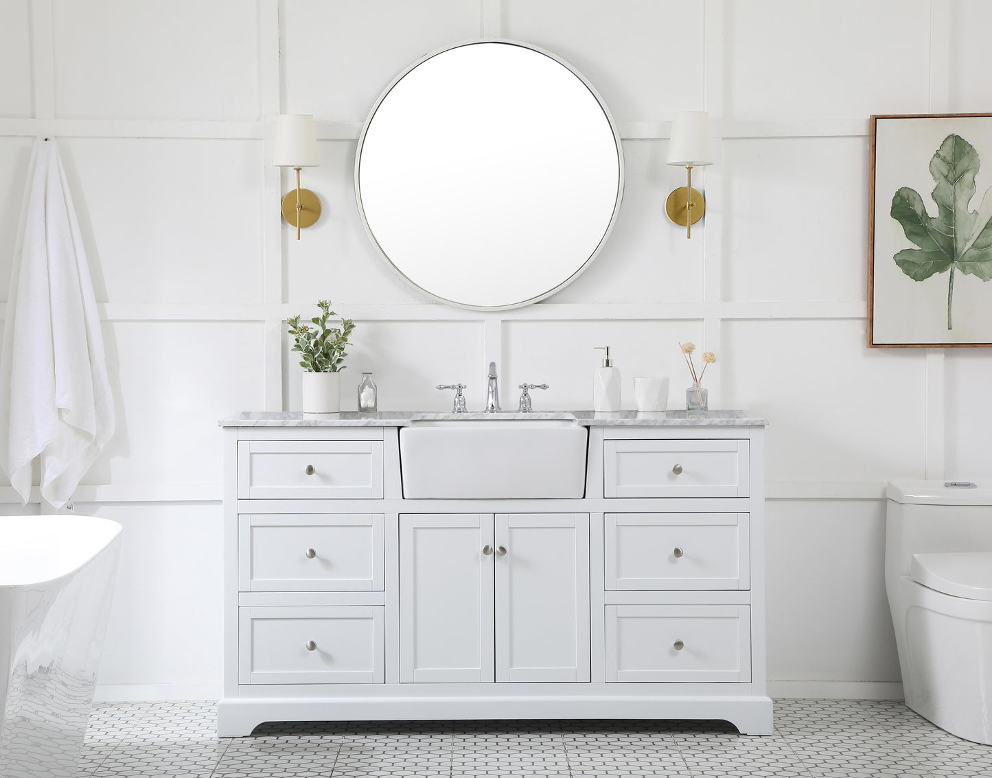 60 inch Single Bathroom Vanity in White - BC4606035WH