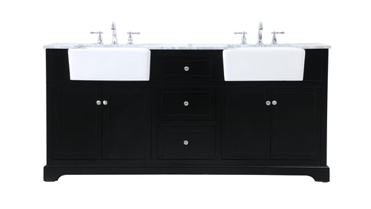 72 inch Double Bathroom Vanity in Black