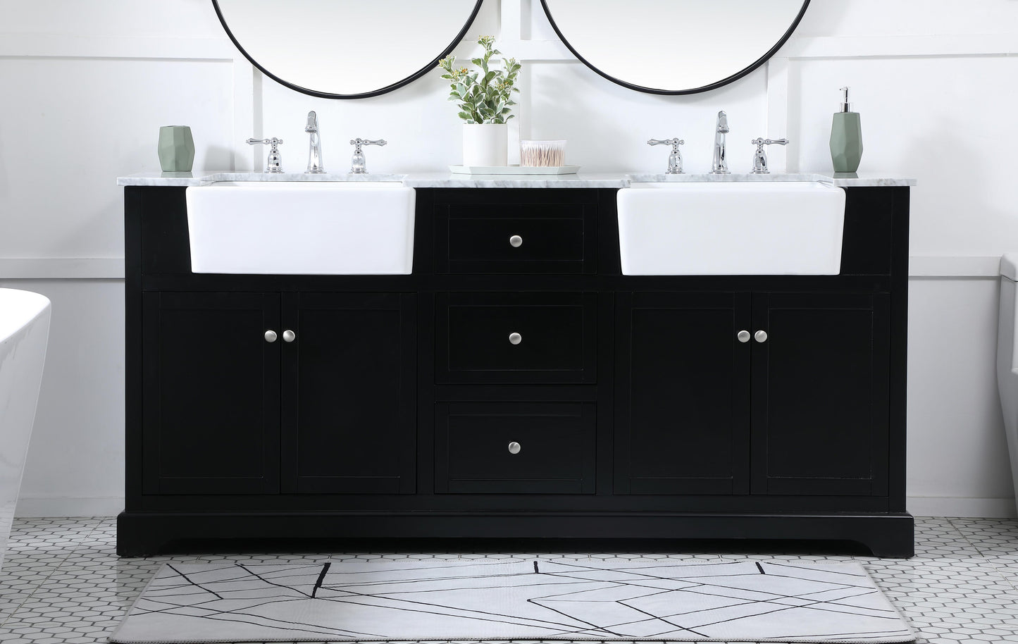 72 inch Double Bathroom Vanity in Black