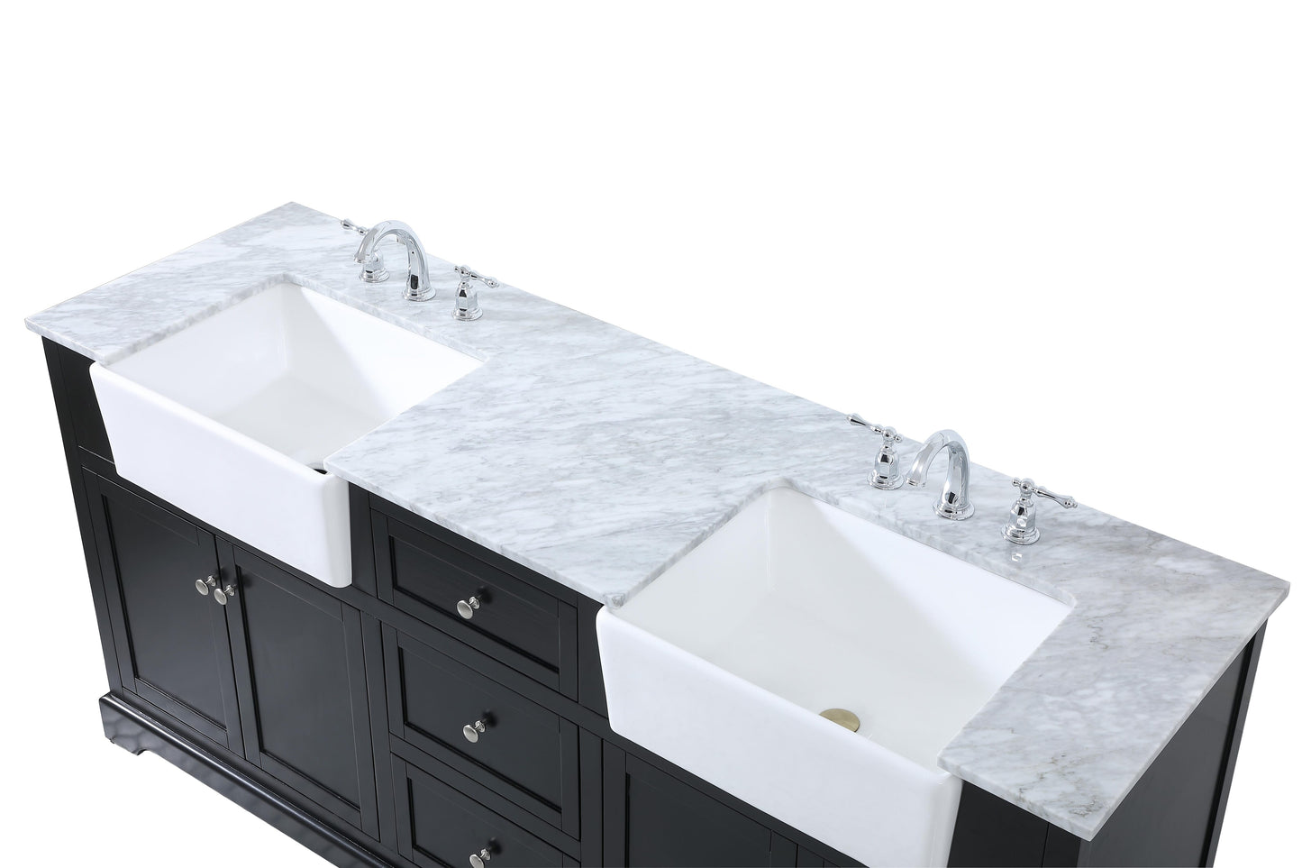 72 inch Double Bathroom Vanity in Black