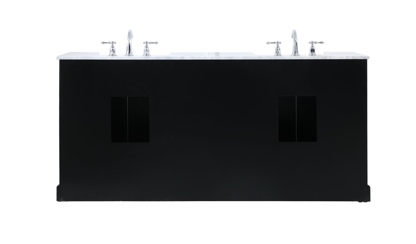 72 inch Double Bathroom Vanity in Black