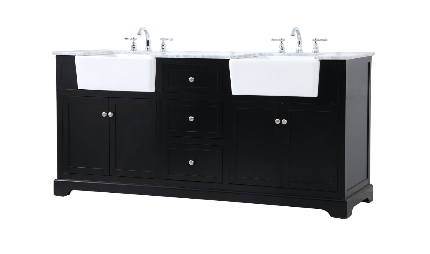 72 inch Double Bathroom Vanity in Black