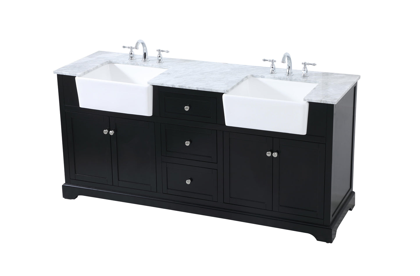 72 inch Double Bathroom Vanity in Black