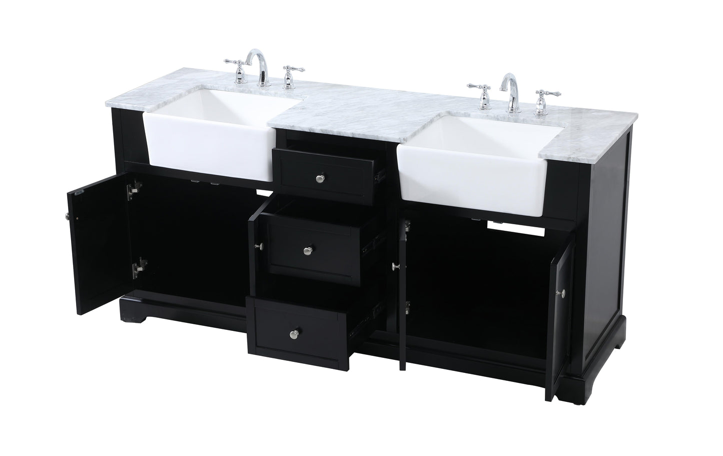 72 inch Double Bathroom Vanity in Black