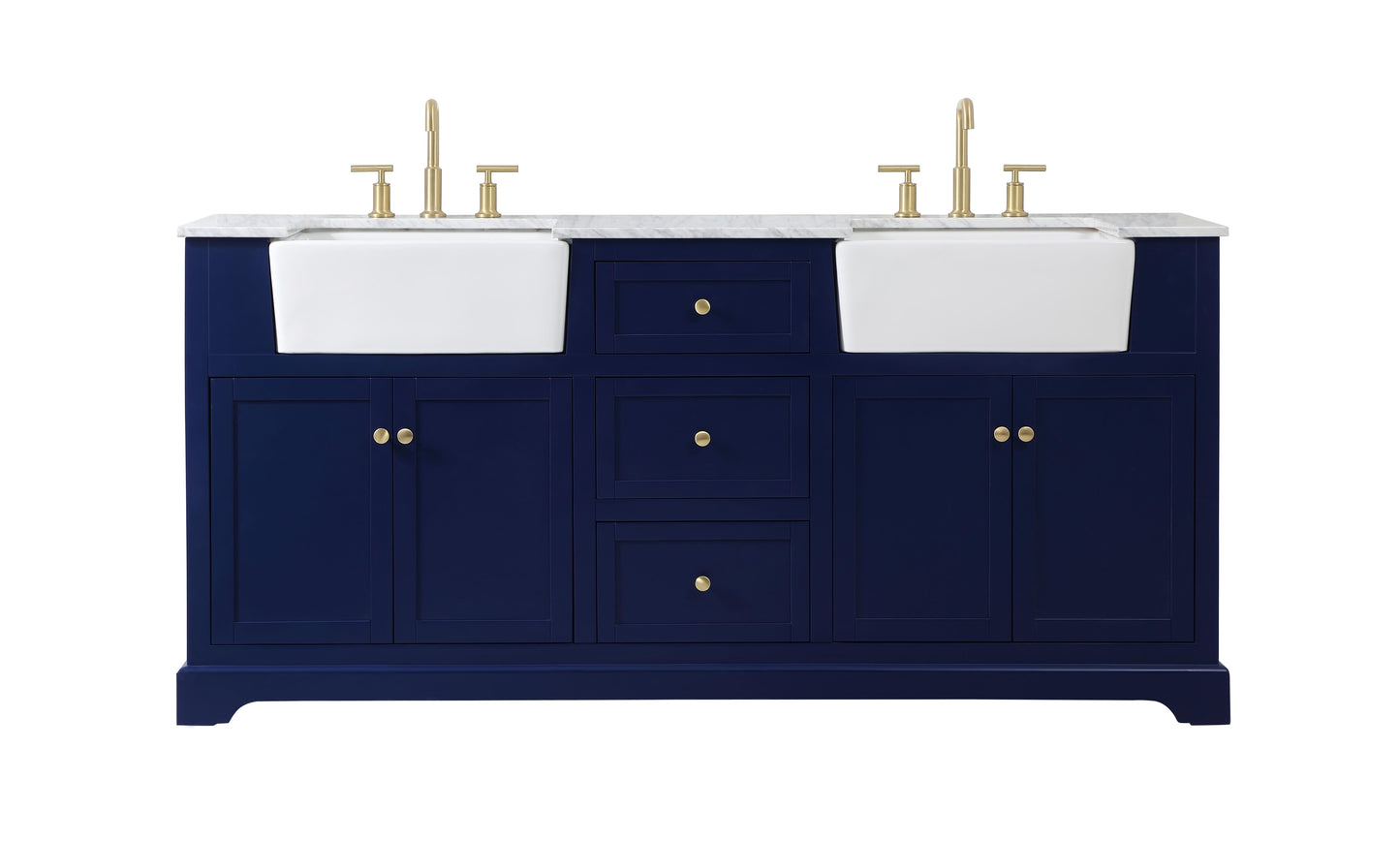 72 inch Double Bathroom Vanity in Blue