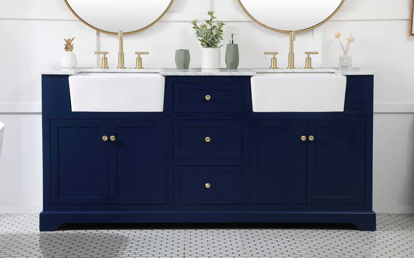 72 inch Double Bathroom Vanity in Blue