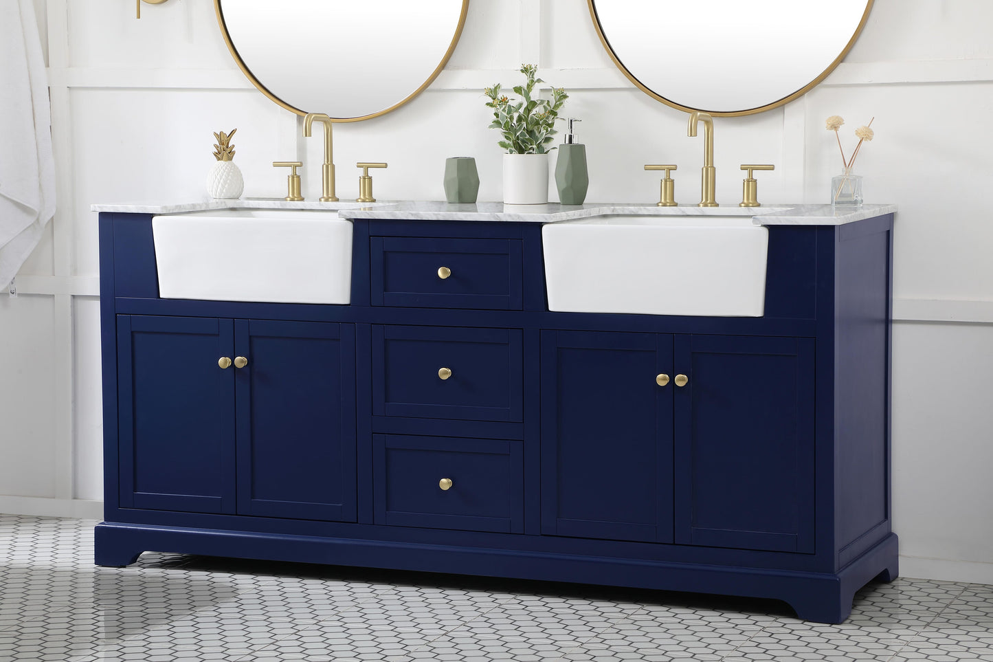 72 inch Double Bathroom Vanity in Blue