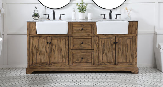 72 inch Double Bathroom Vanity in Driftwood - BC460D7235DW