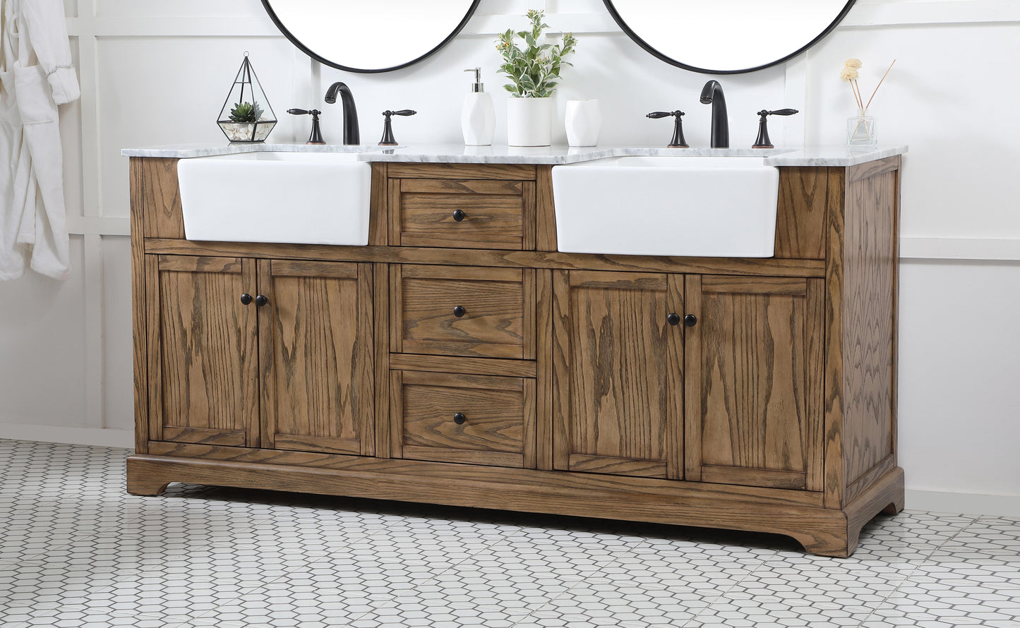 72 inch Double Bathroom Vanity in Driftwood - BC460D7235DW