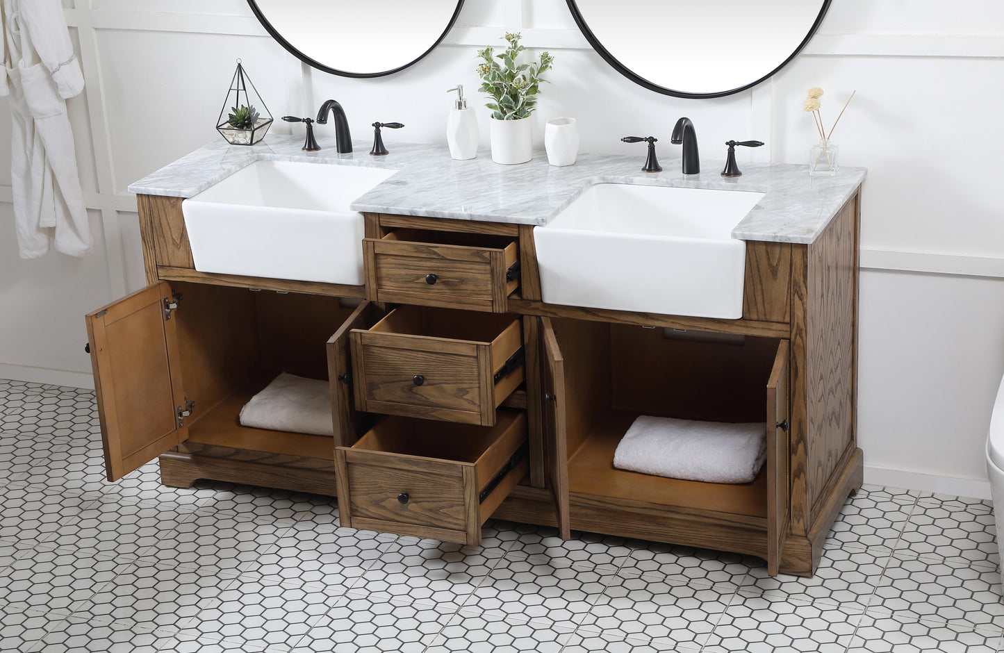 72 inch Double Bathroom Vanity in Driftwood - BC460D7235DW