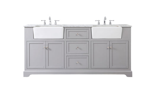 72 inch Double Bathroom Vanity in Grey