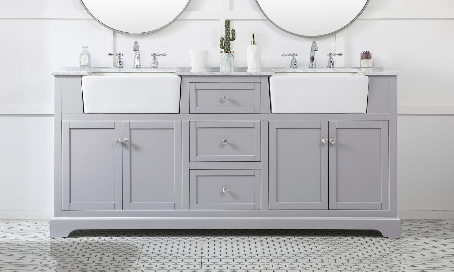 72 inch Double Bathroom Vanity in Grey