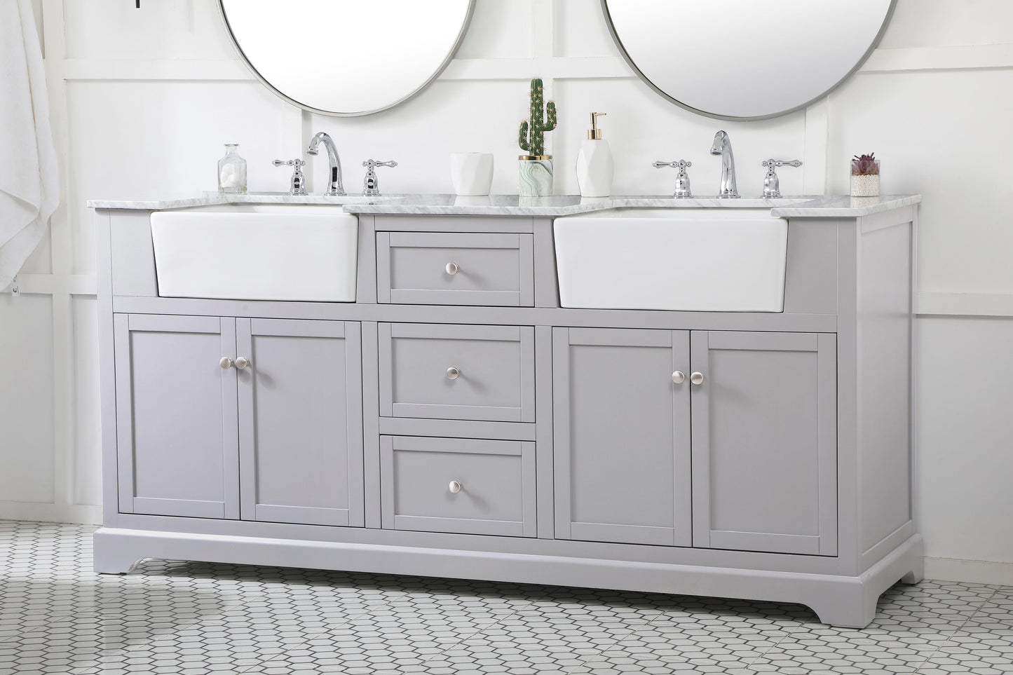 72 inch Double Bathroom Vanity in Grey