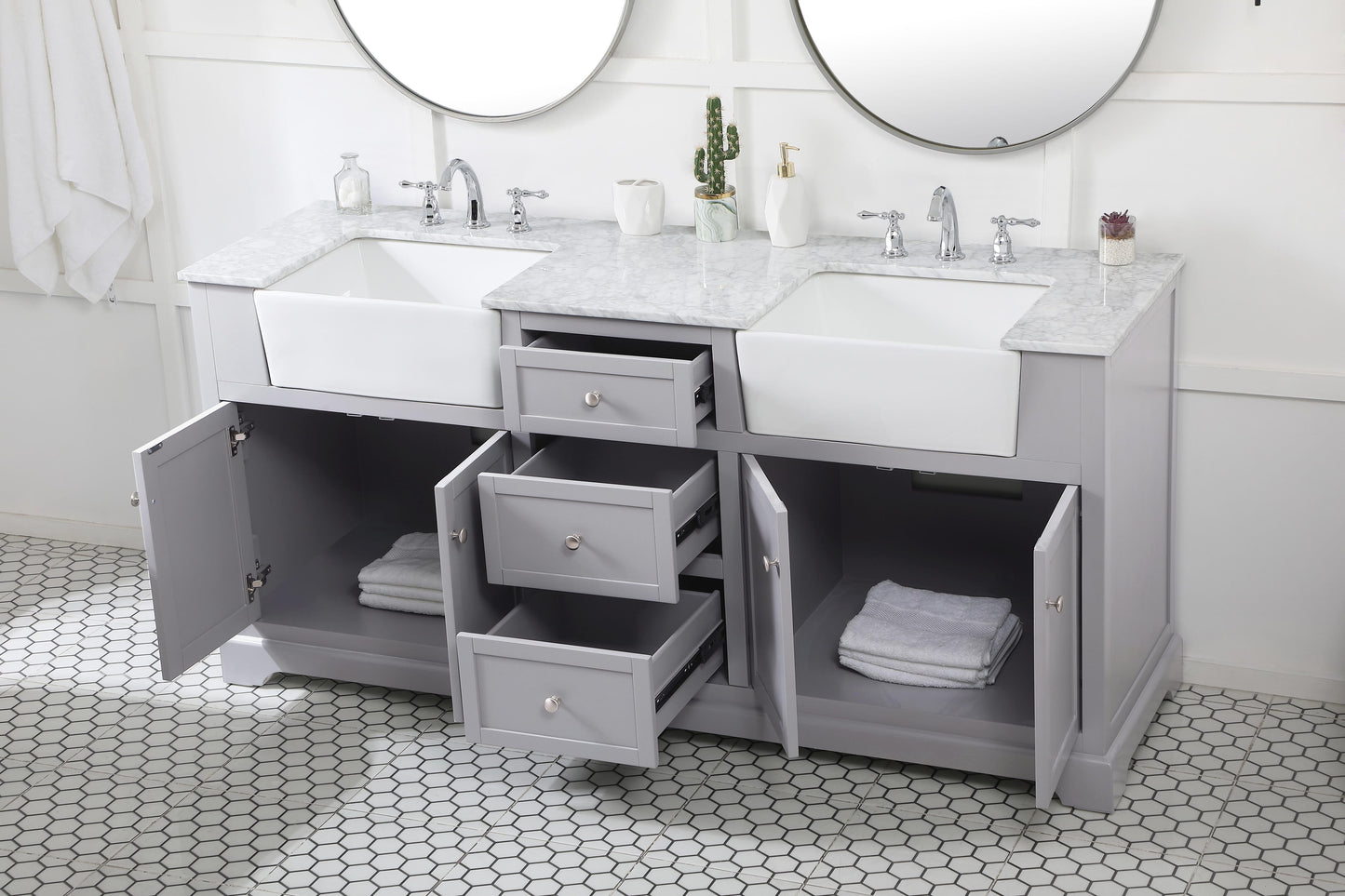 72 inch Double Bathroom Vanity in Grey