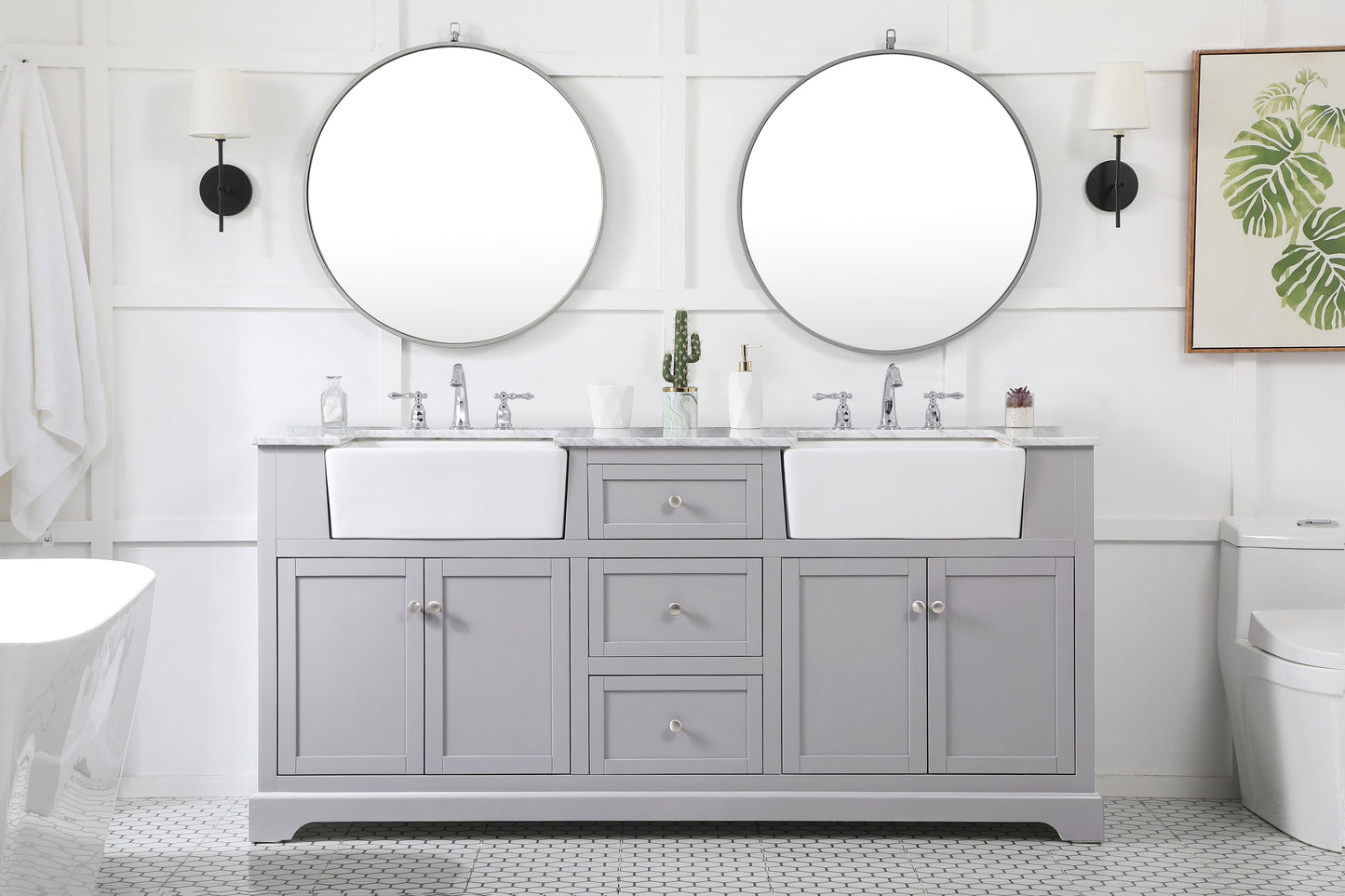 72 inch Double Bathroom Vanity in Grey