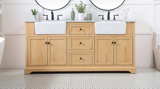 72 inch Double Bathroom Vanity in Natural Wood - BC460D7235NW