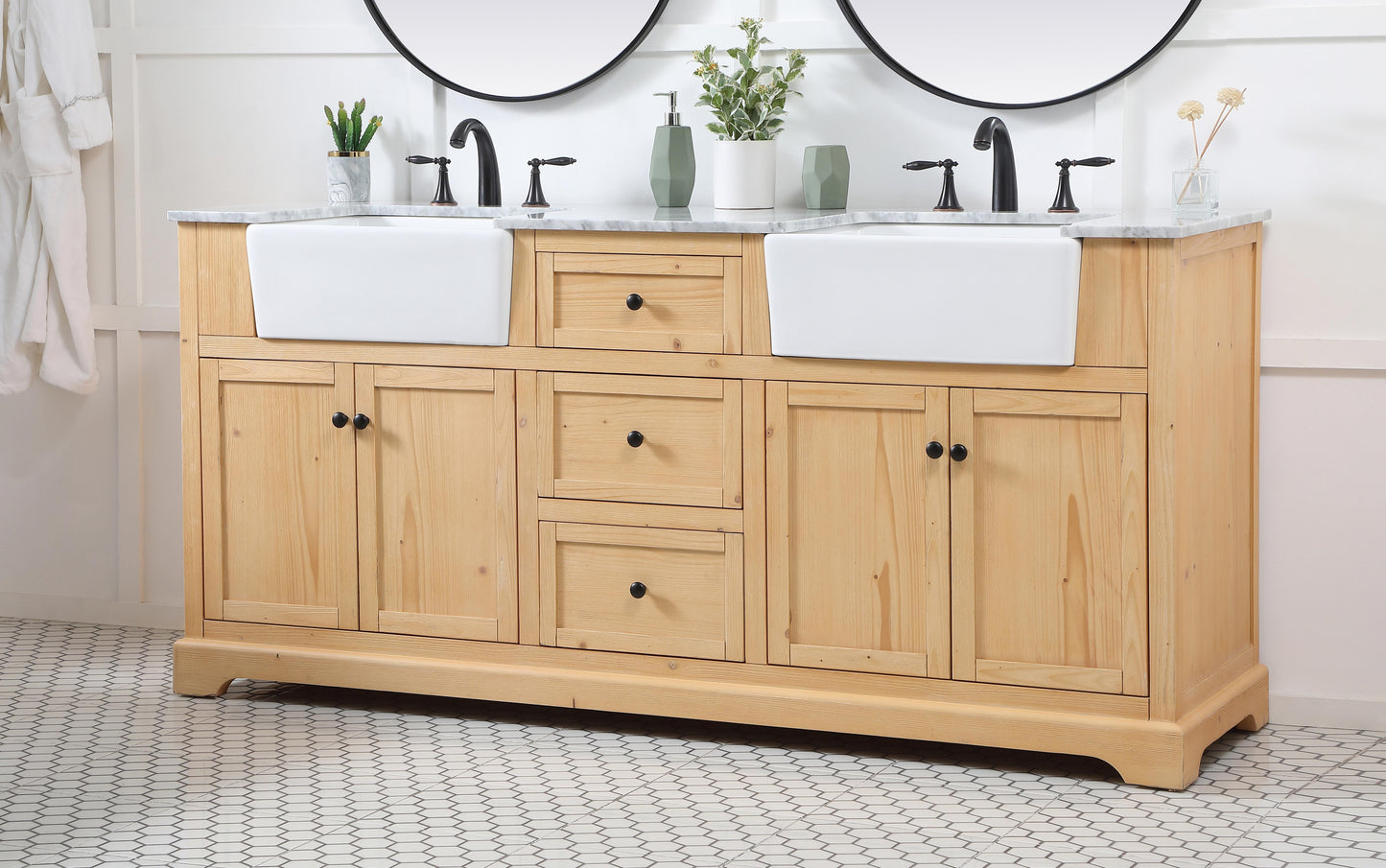 72 inch Double Bathroom Vanity in Natural Wood - BC460D7235NW