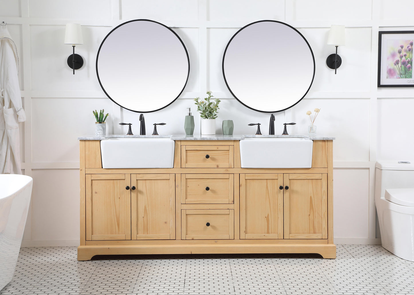 72 inch Double Bathroom Vanity in Natural Wood - BC460D7235NW