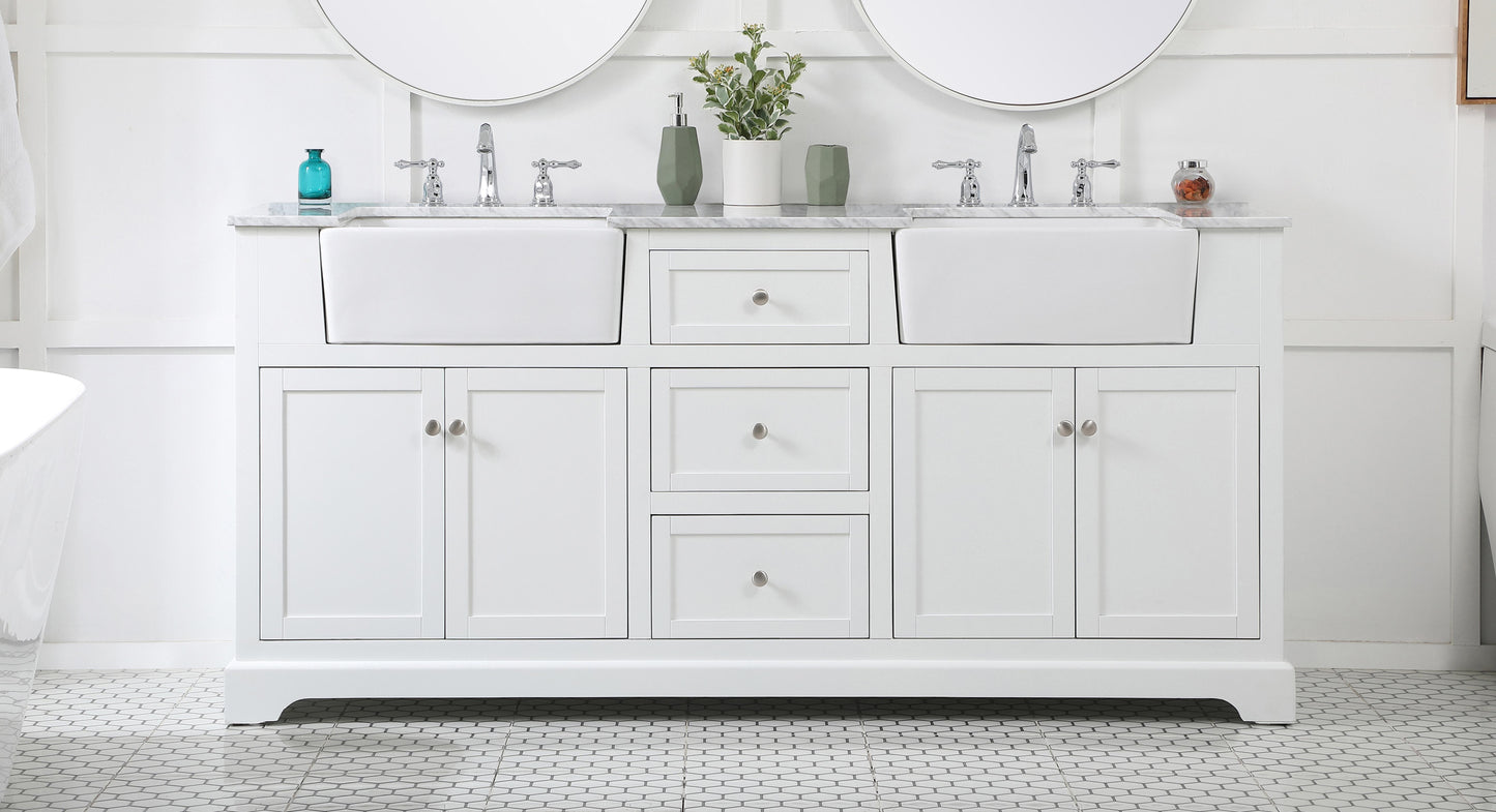 72 inch Double Bathroom Vanity in White - BC460D7235WH