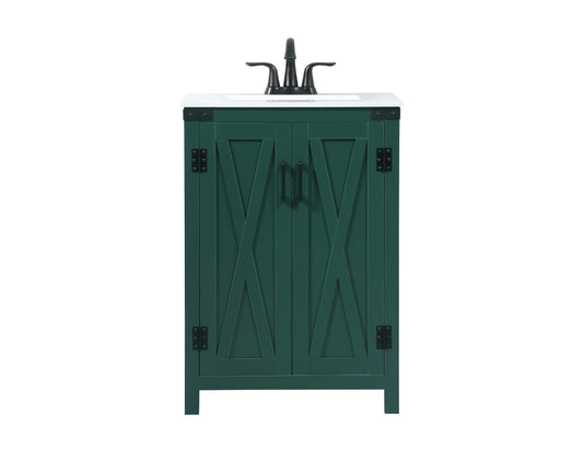 24 inch Single Bathroom Vanity in Green - BC4702434GN