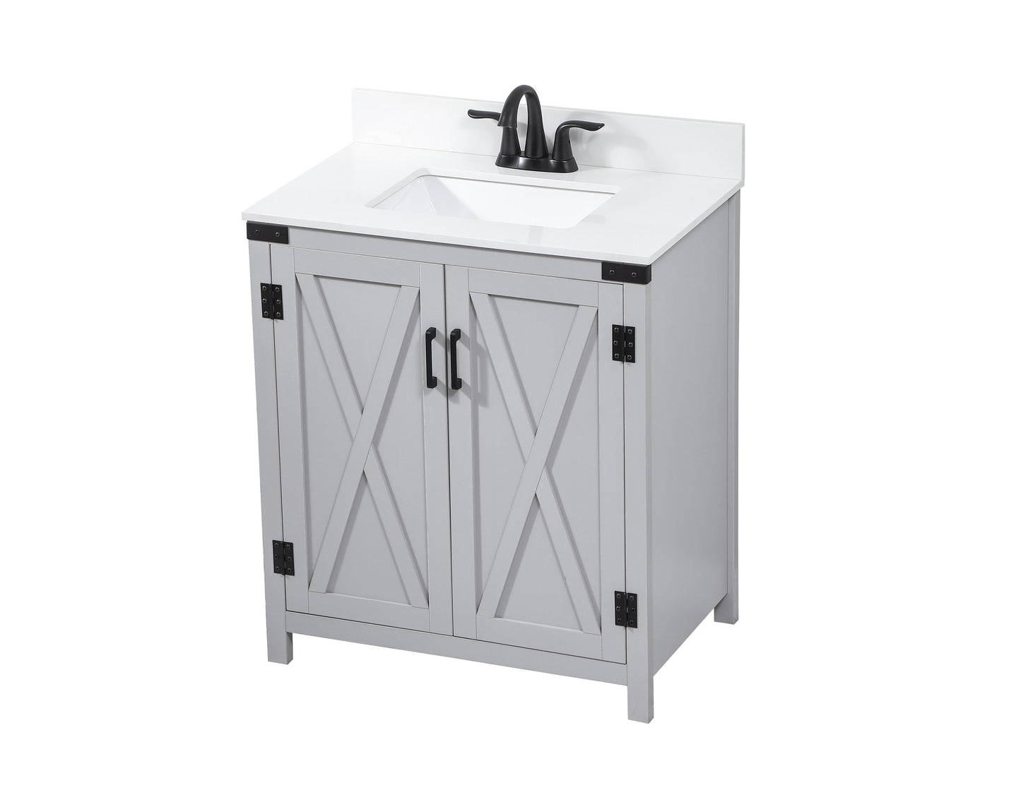 30 inch Single Bathroom Vanity in Grey with backsplash - BC4703034GR-BS