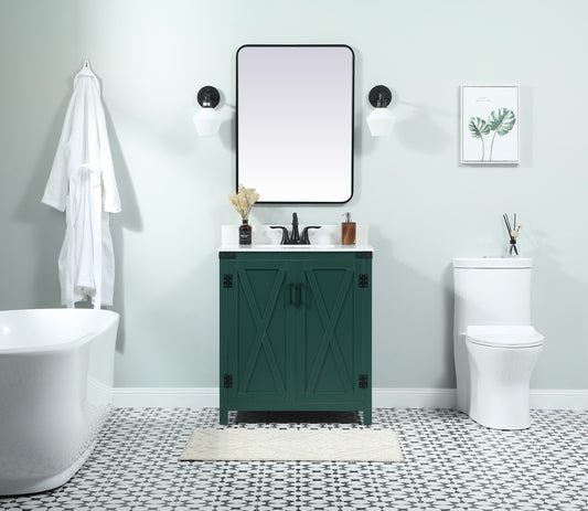 30 inch Single Bathroom Vanity in Green with backsplash - BC4703034GN-BS