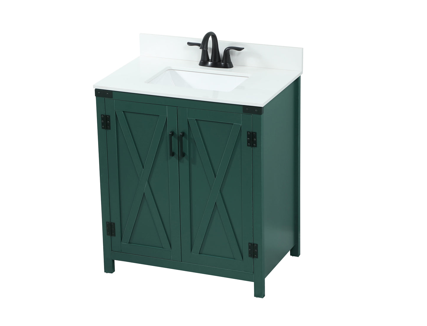 30 inch Single Bathroom Vanity in Green with backsplash - BC4703034GN-BS