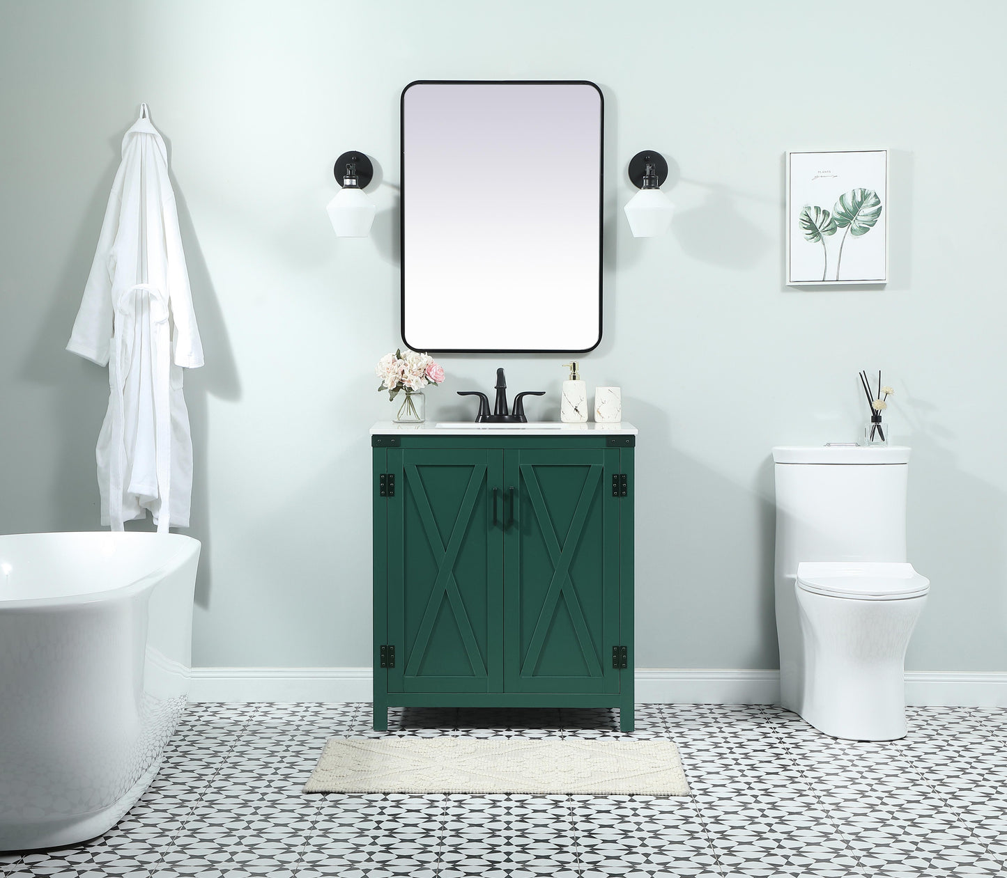 30 inch Single Bathroom Vanity in Green - BC4703034GN