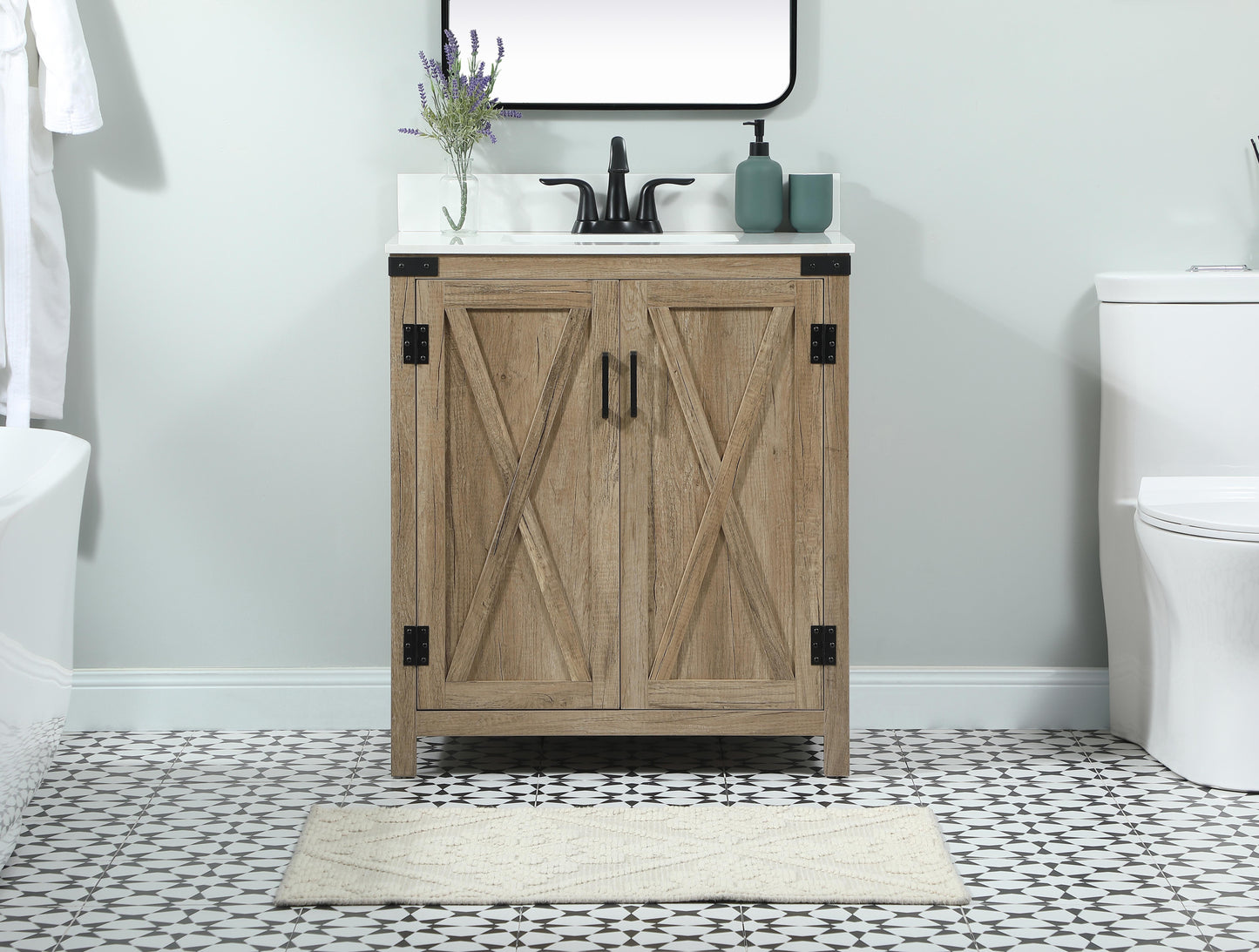 30 inch Single Bathroom Vanity in Natural Oak with backsplash - BC4703034NT-BS