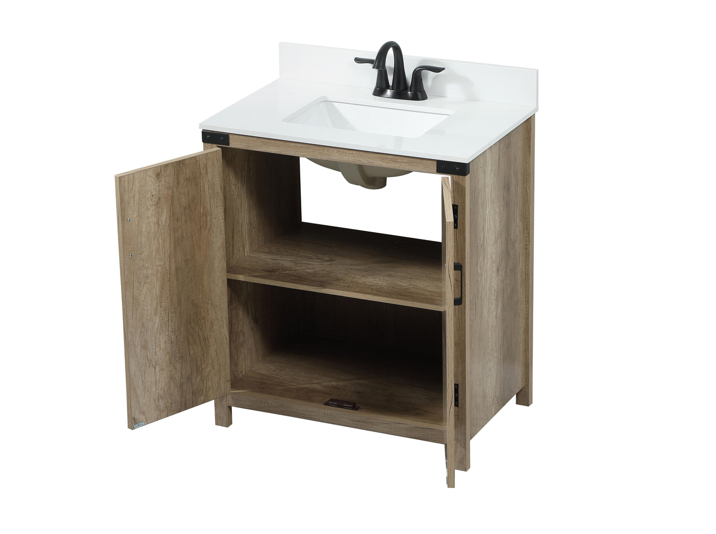 30 inch Single Bathroom Vanity in Natural Oak with backsplash - BC4703034NT-BS