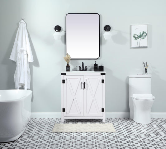 30 inch Single Bathroom Vanity in White - BC4703034WH