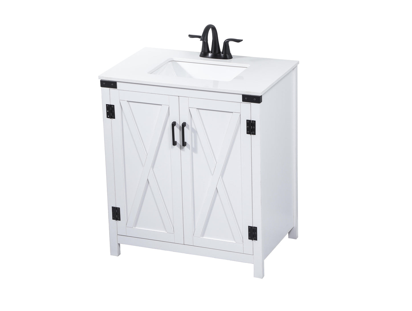 30 inch Single Bathroom Vanity in White - BC4703034WH