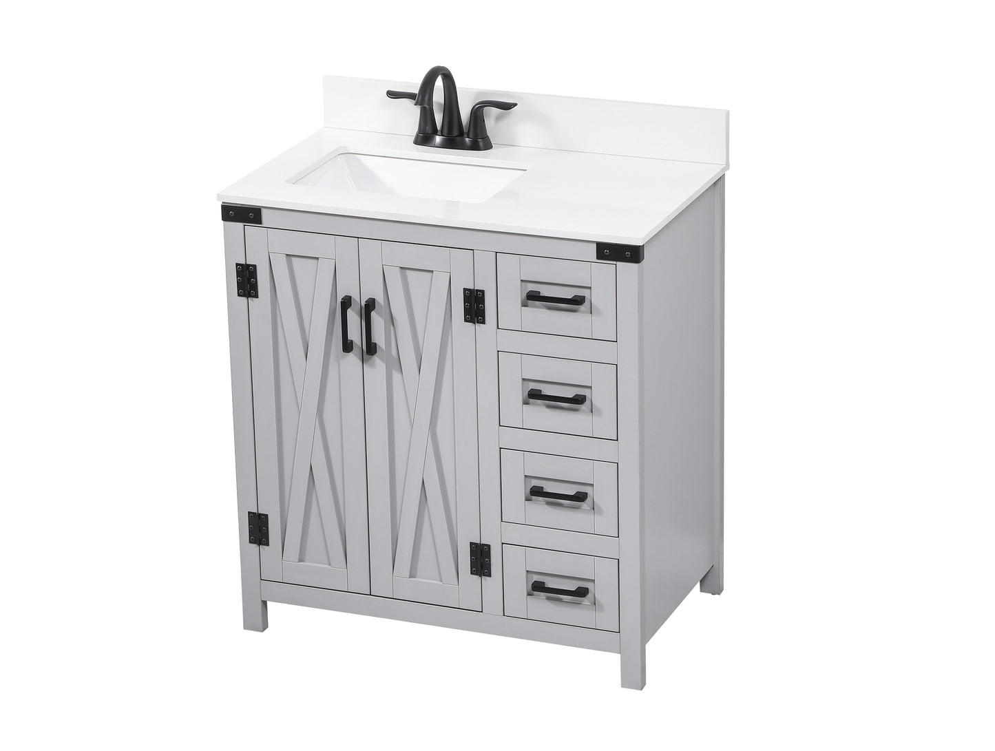 32 inch Single Bathroom Vanity in Grey with backsplash - BC4703234GR-BS