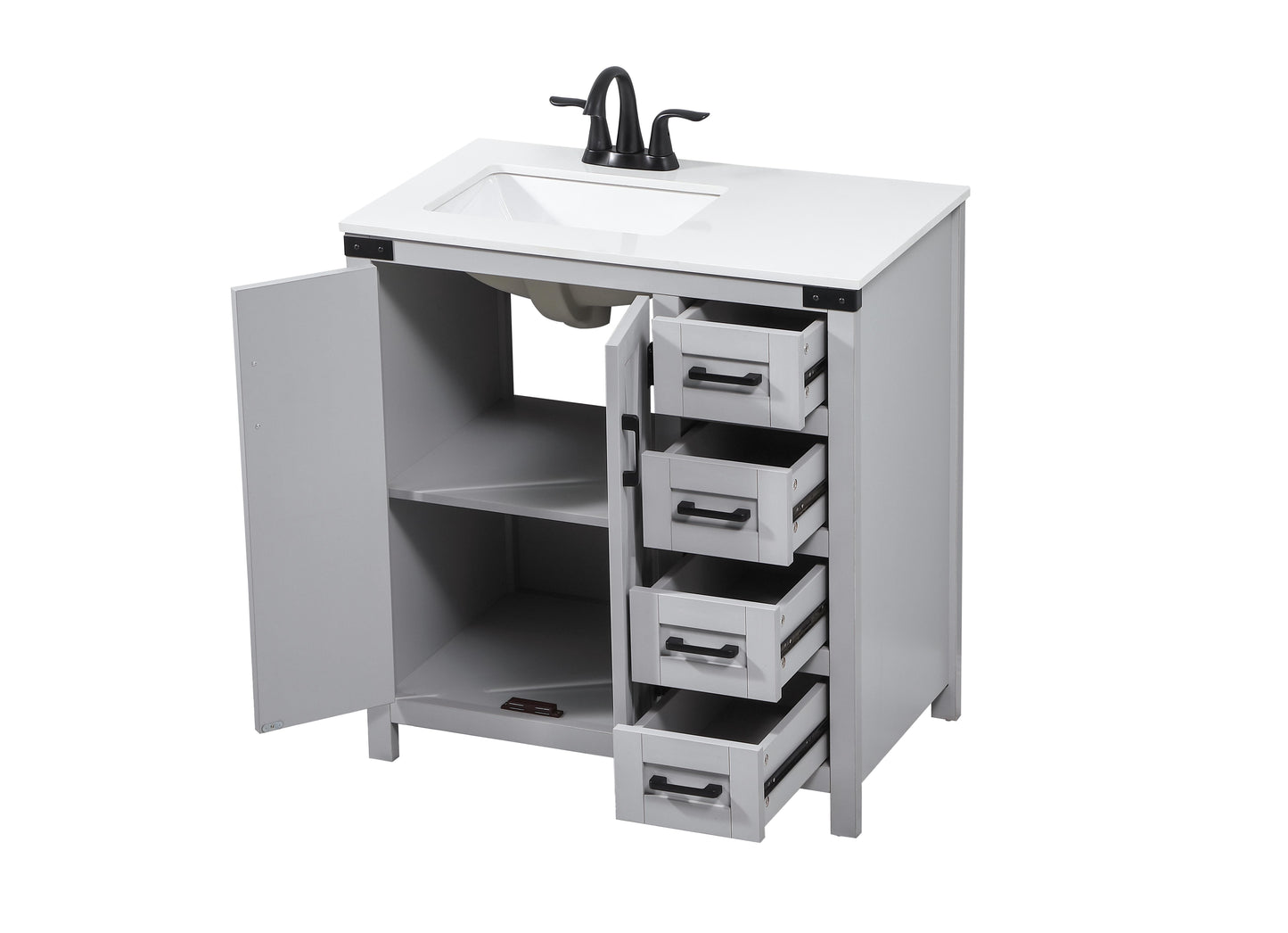 32 inch Single Bathroom Vanity in Grey - BC4703234GR