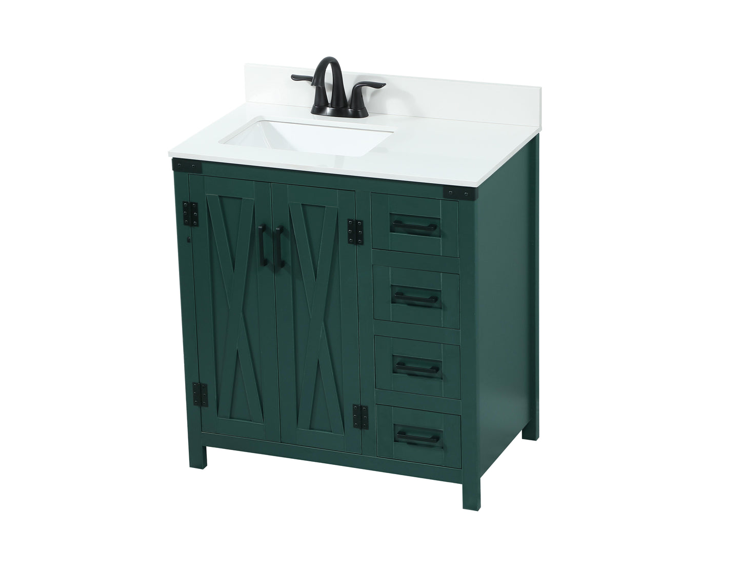 32 inch Single Bathroom Vanity in Green with backsplash - BC4703234GN-BS