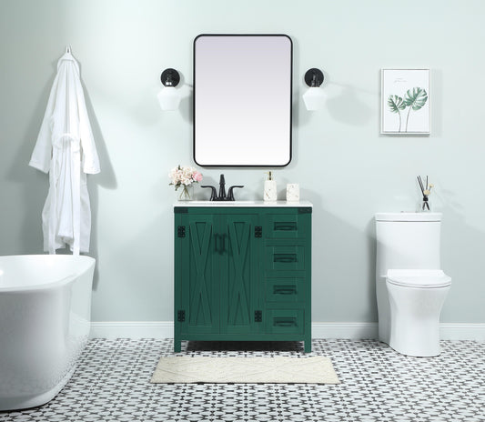 32 inch Single Bathroom Vanity in Green - BC4703234GN