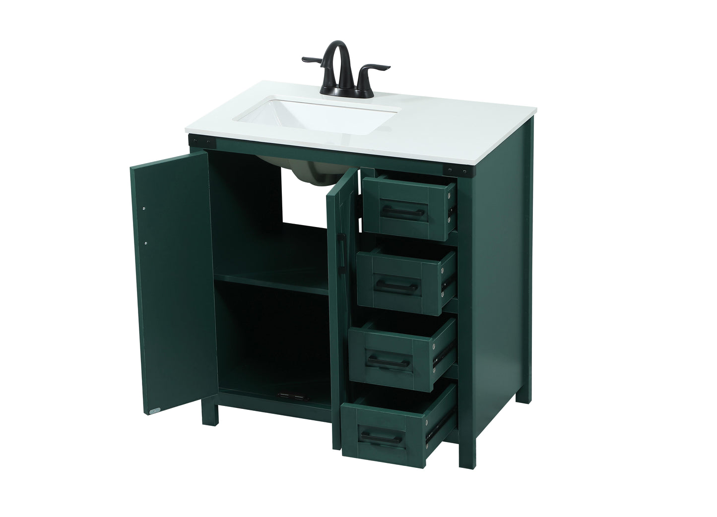 32 inch Single Bathroom Vanity in Green - BC4703234GN