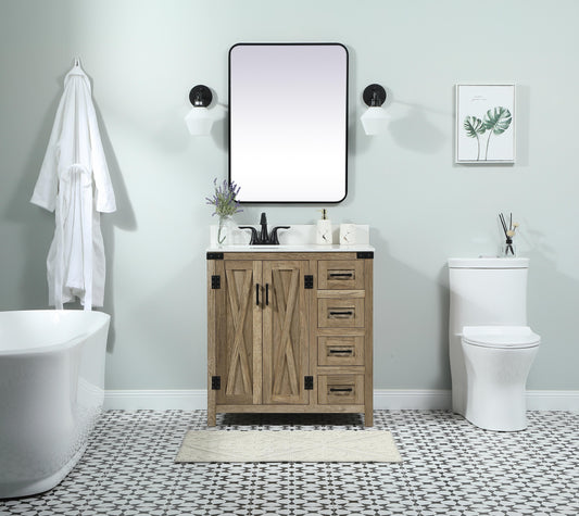 32 inch Single Bathroom Vanity in Natural Oak with backsplash - BC4703234NT-BS