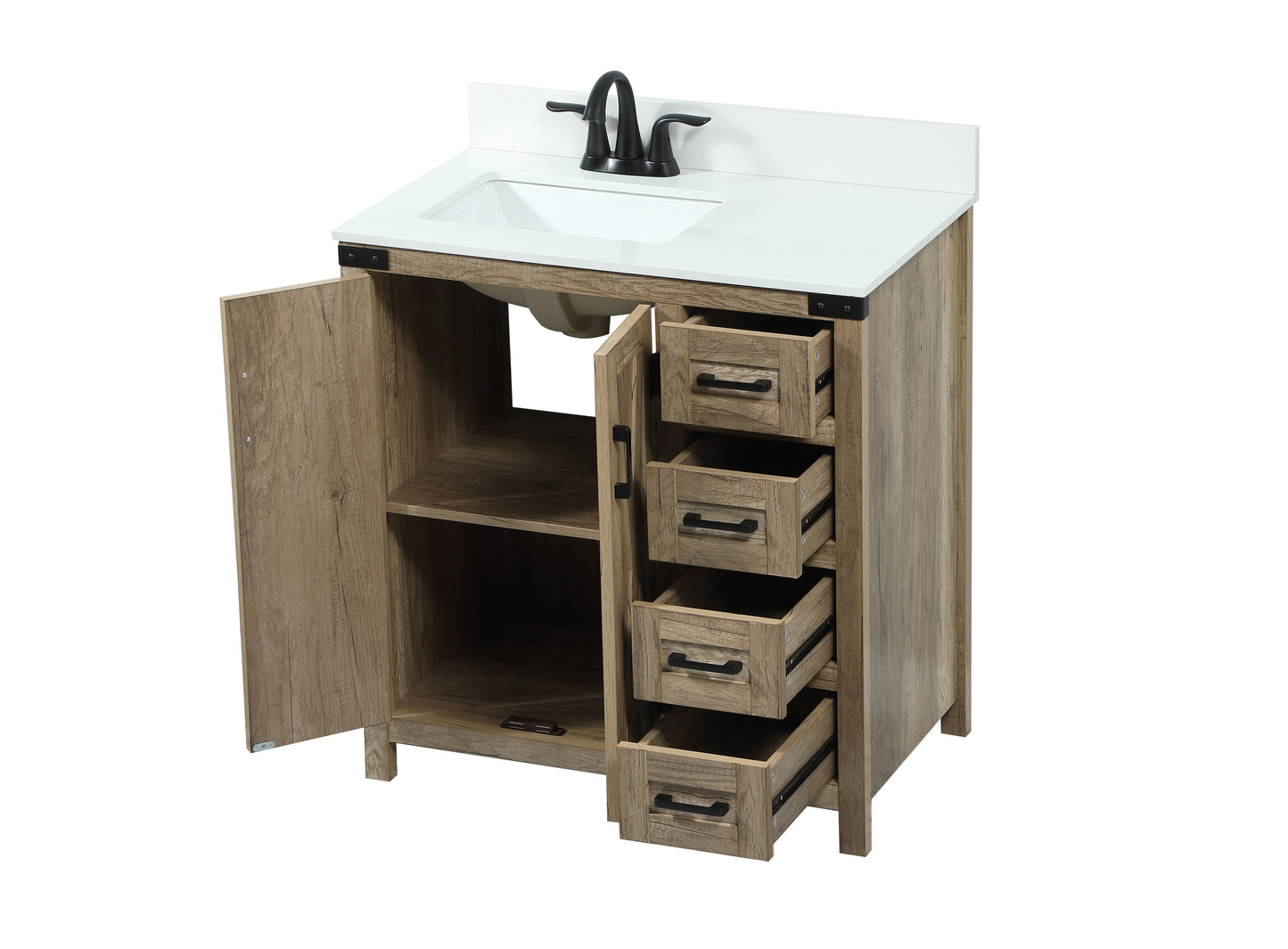 32 inch Single Bathroom Vanity in Natural Oak with backsplash - BC4703234NT-BS