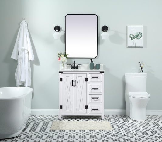 32 inch Single Bathroom Vanity in White with backsplash - BC4703234WH-BS