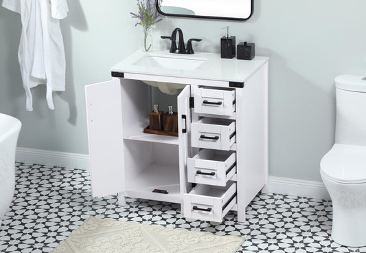 32 inch Single Bathroom Vanity in White - BC4703234WH