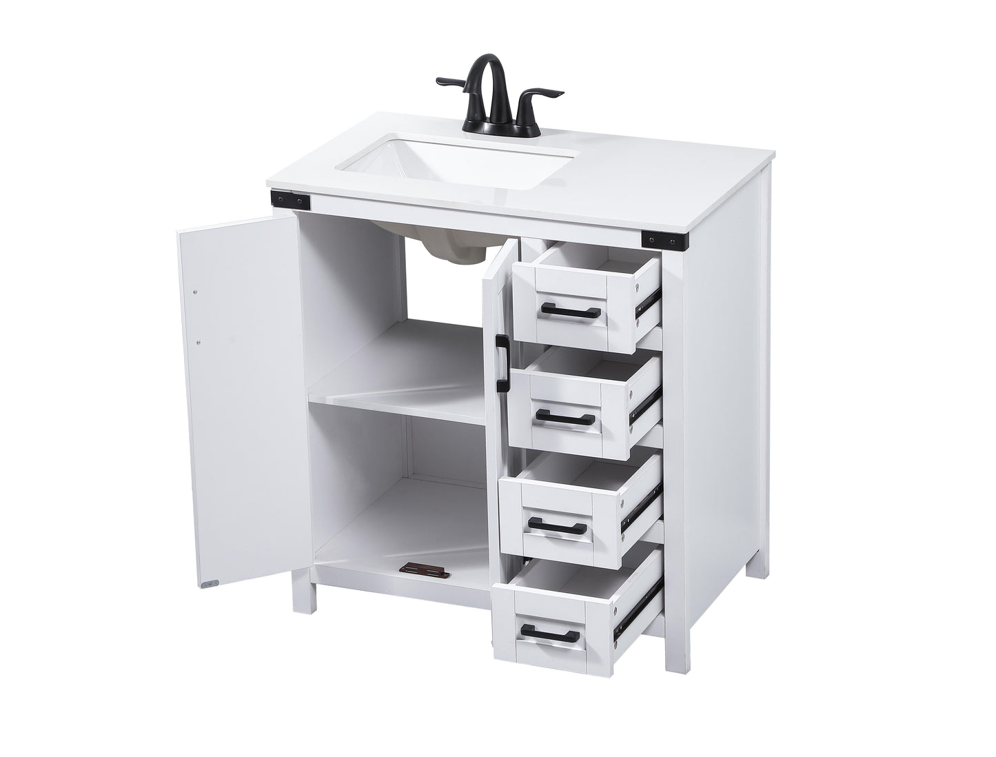 32 inch Single Bathroom Vanity in White - BC4703234WH