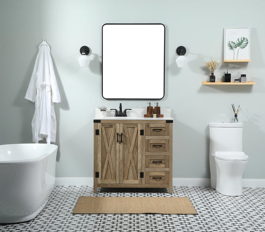 36 inch Single Bathroom Vanity in Natural Oak with backsplash