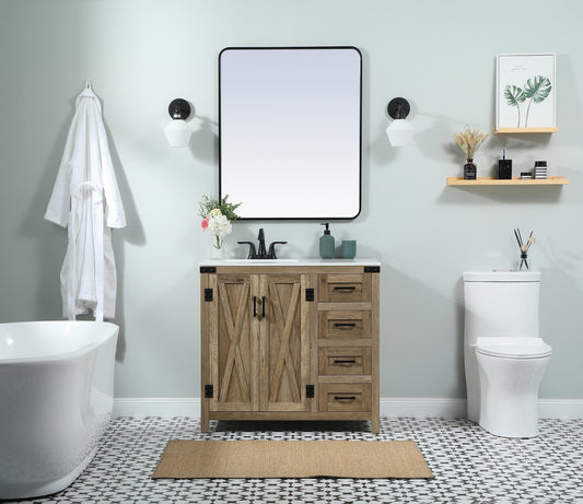 36 inch Single Bathroom Vanity in Natural Oak