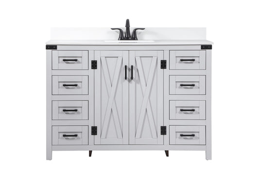 48 inch Single Bathroom Vanity in Grey with backsplash