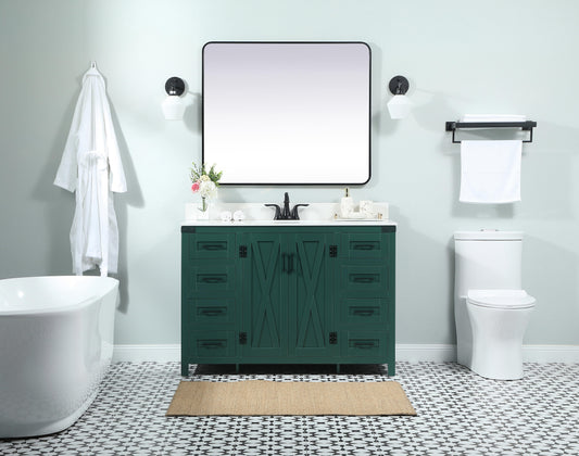 48 inch Single Bathroom Vanity in Green with backsplash