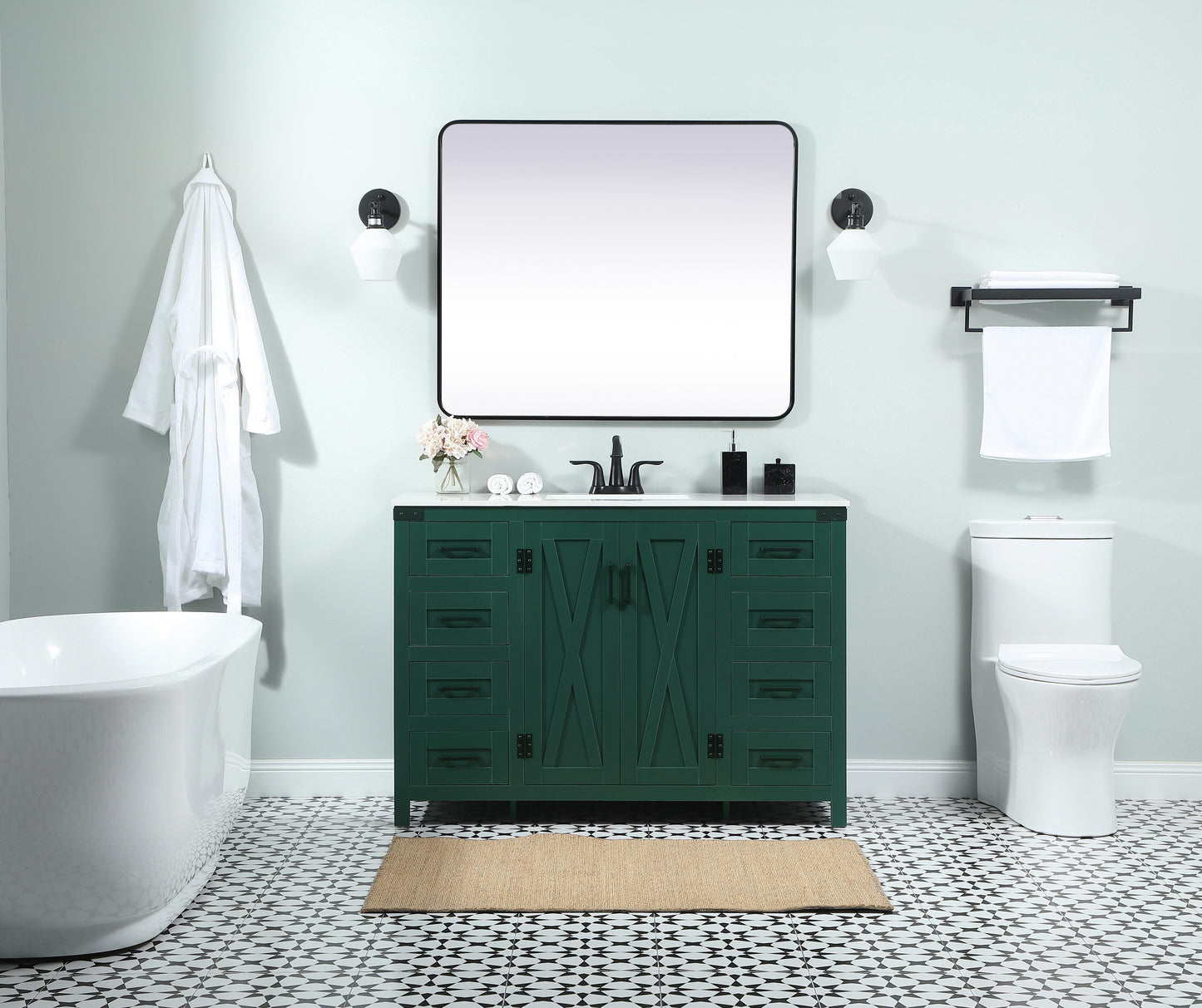 48 inch Single Bathroom Vanity in Green