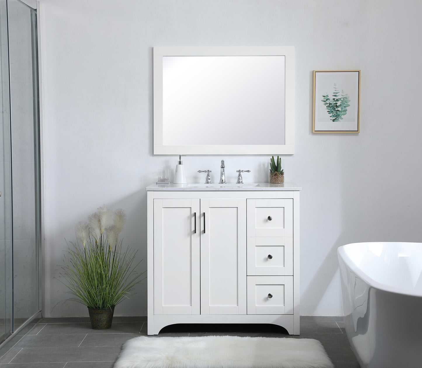 Envision, Aqua Rectangle Vanity Mirror 27 Inch in, Contemporary, White - MR3402736WH