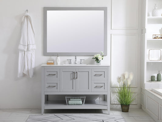 Envision, Aqua Rectangle Vanity Mirror 48 Inch in, Contemporary, Grey - MR3404836GR