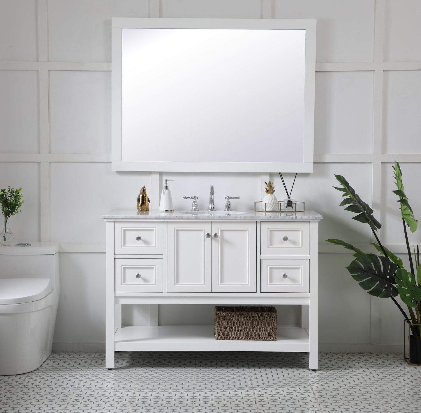 Envision, Aqua Rectangle Vanity Mirror 48 Inch in, Contemporary, White - MR3404836WH